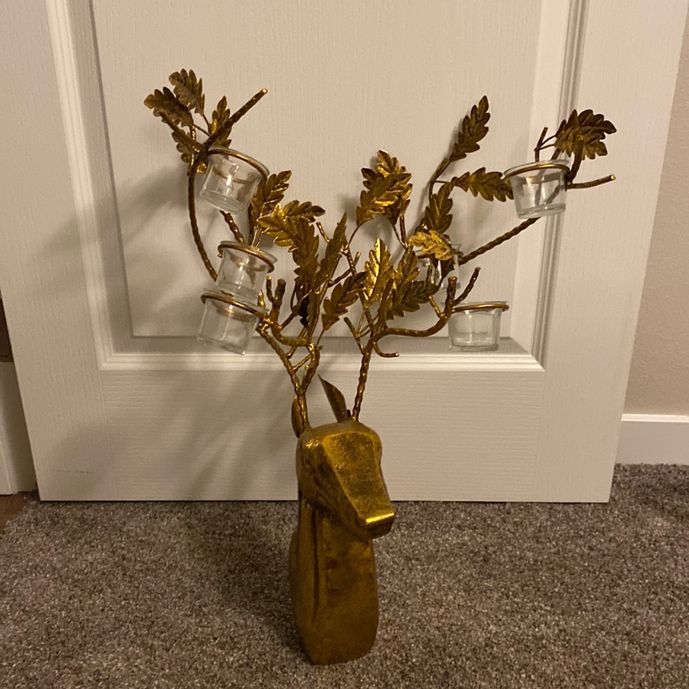 Pier 1 gold deer tea light holder